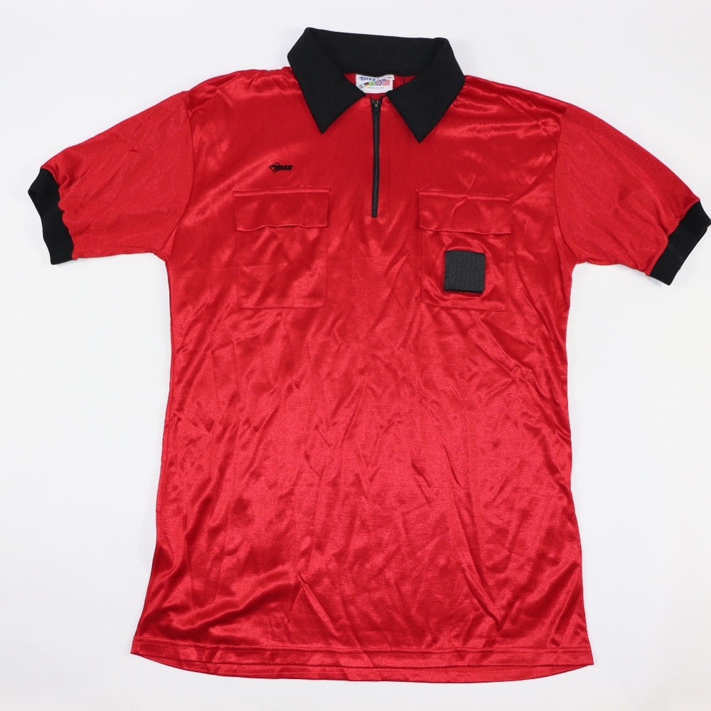 80s New Doss Mens Soccer Referee Shirt Jersey Red